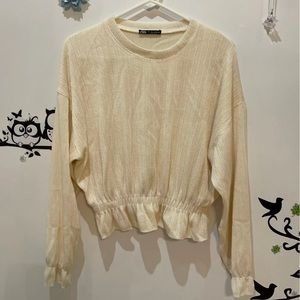 Zara Fashion Ruffled Beige Sweater